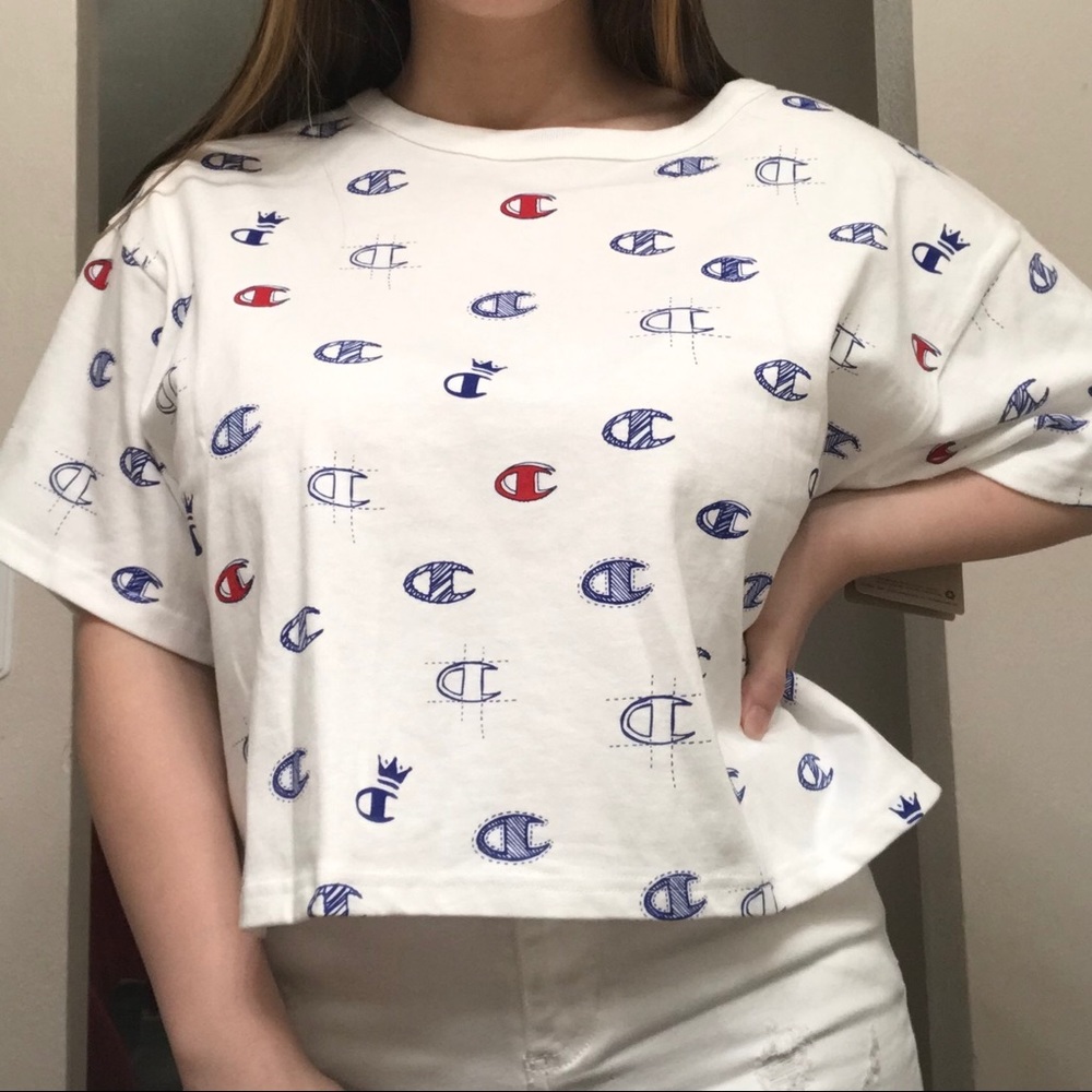 NWT Champion Women’s All Over Print Tee Cropped